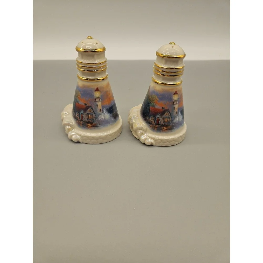 Lenox Thomas Kinkade‎ Collection Lighthouse Salt & Pepper Shakers 3